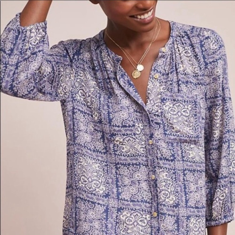Akemi + Kin Paisley Floral Print Button Down Top Sz XS